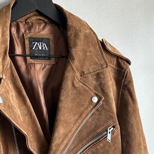 ZARA Suede Leather Biker Jacket